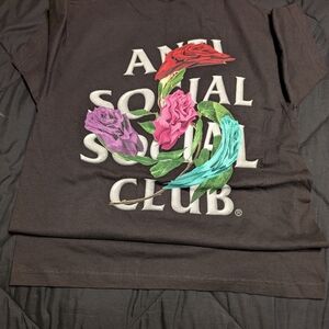 Anti Social Social Club Dark Tee with Floral Accents